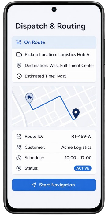 Trip dispatch and routing screen